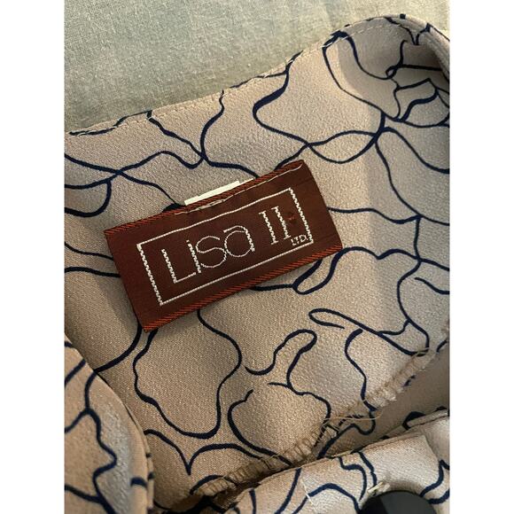 Vintage Lisa II Litd. 80s dress blue abstract floral on beige - Picture 7 of 9